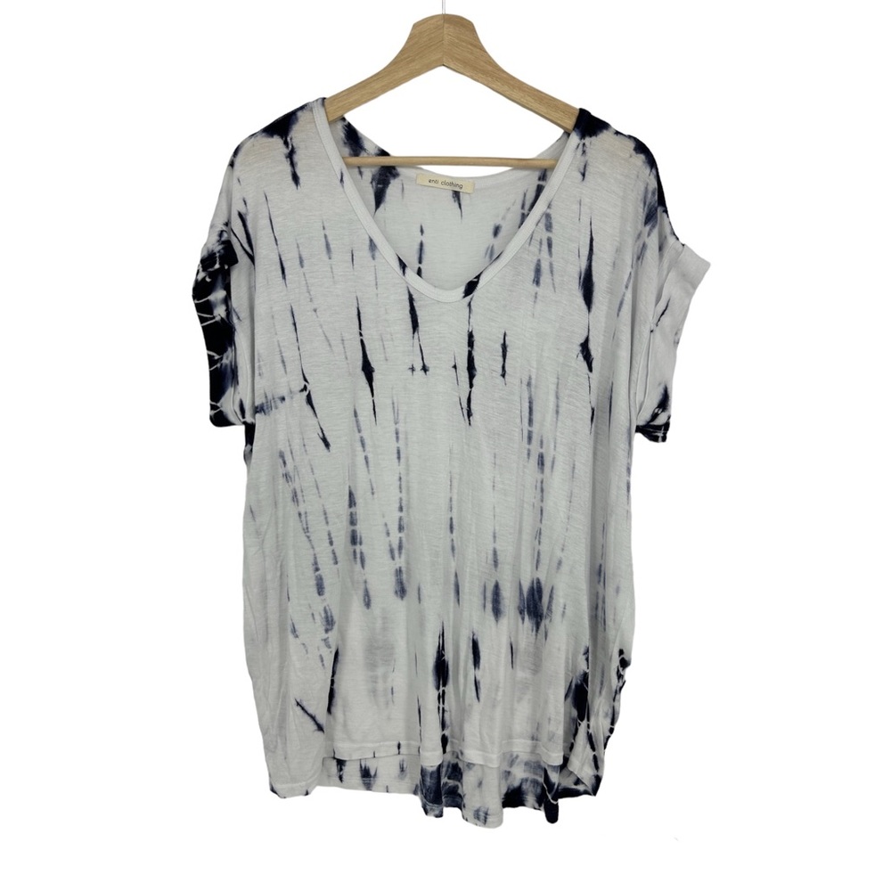Enti Clothing White Dark Purple Tie Dye Short Sleeve Shirt Top